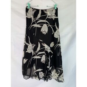 Dark Floral Midi Skirt M Whimsigoth Fairy Grunge Romantic Sheer